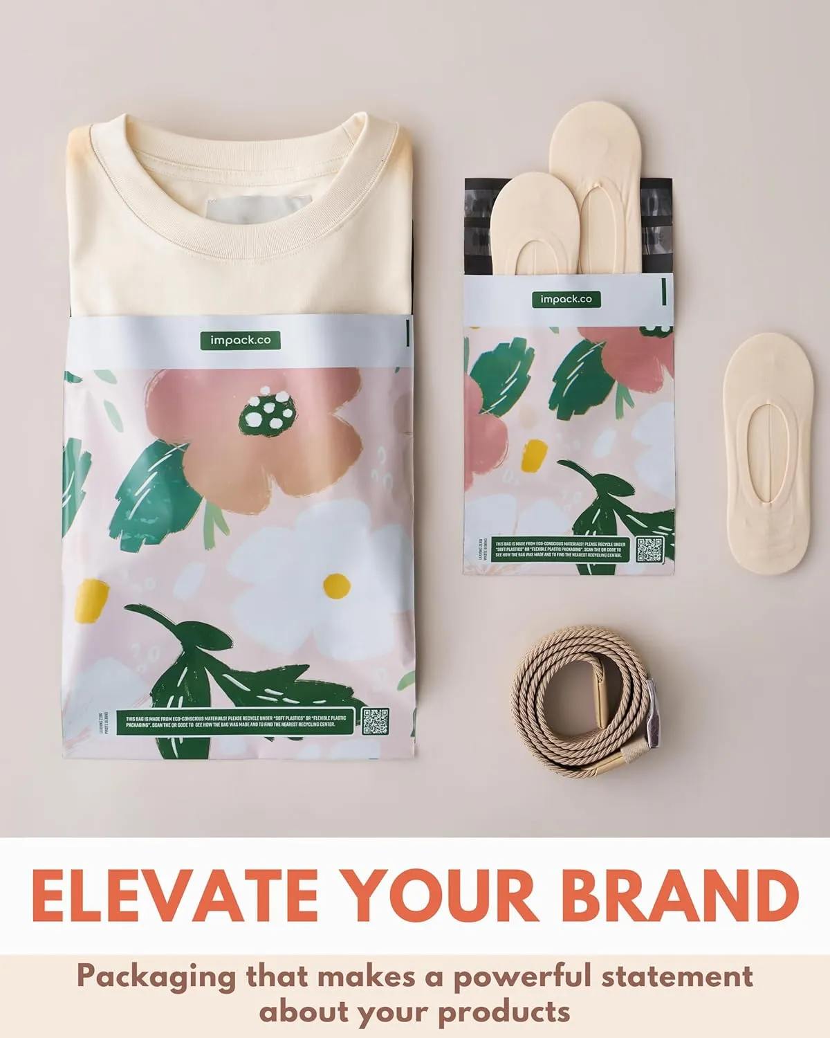 Poly Mailers 6x9-25 Pack Biodegradable Shipping Bags for Stationery and Small Accessories - Impack Self-Seal Waterproof Thick Mailing Envelope for Small Items - Pastel Petals
