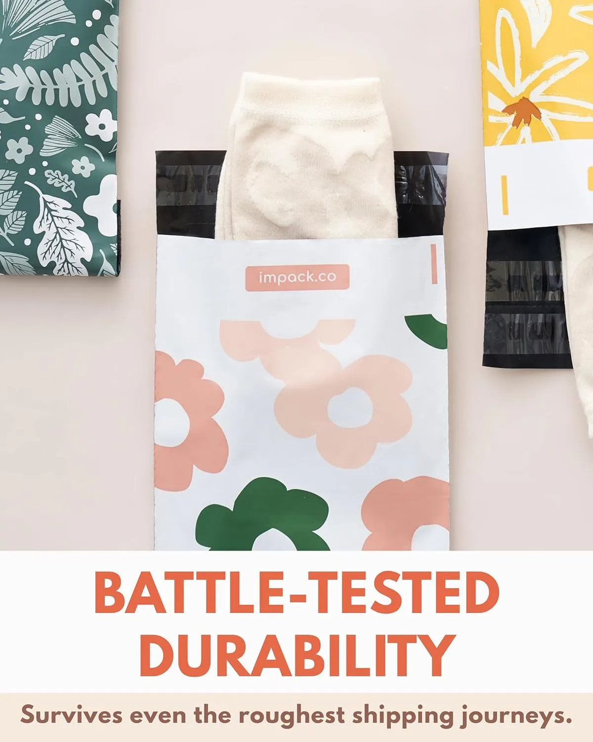 Poly Mailers 6x9-25 Pack Biodegradable Shipping Bags for Stationery and Small Accessories - Impack Self-Seal Waterproof Thick Mailing Envelope for Small Items - Pastel Petals
