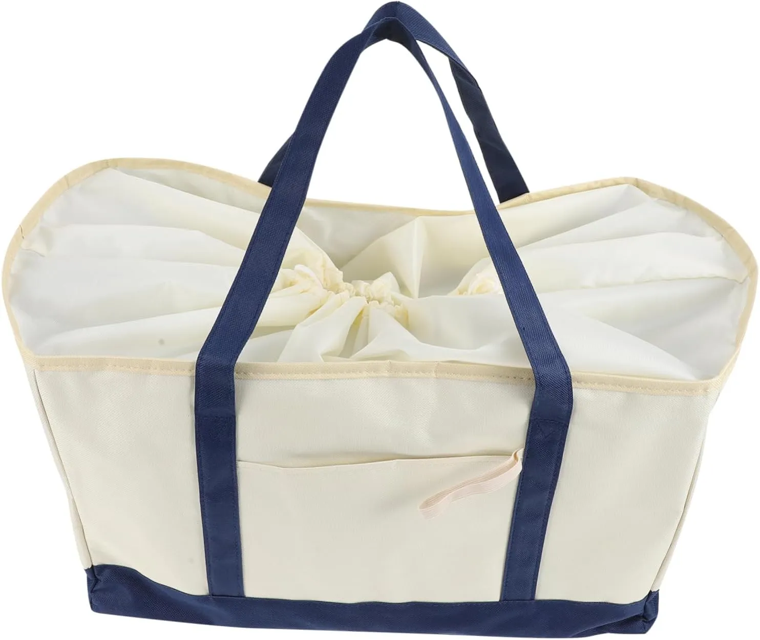 Portable Insulated Shopping Bag Oxford Pouch Capacity Drawstring Heat Preservation Tote Bag for Outdoor Use Beige