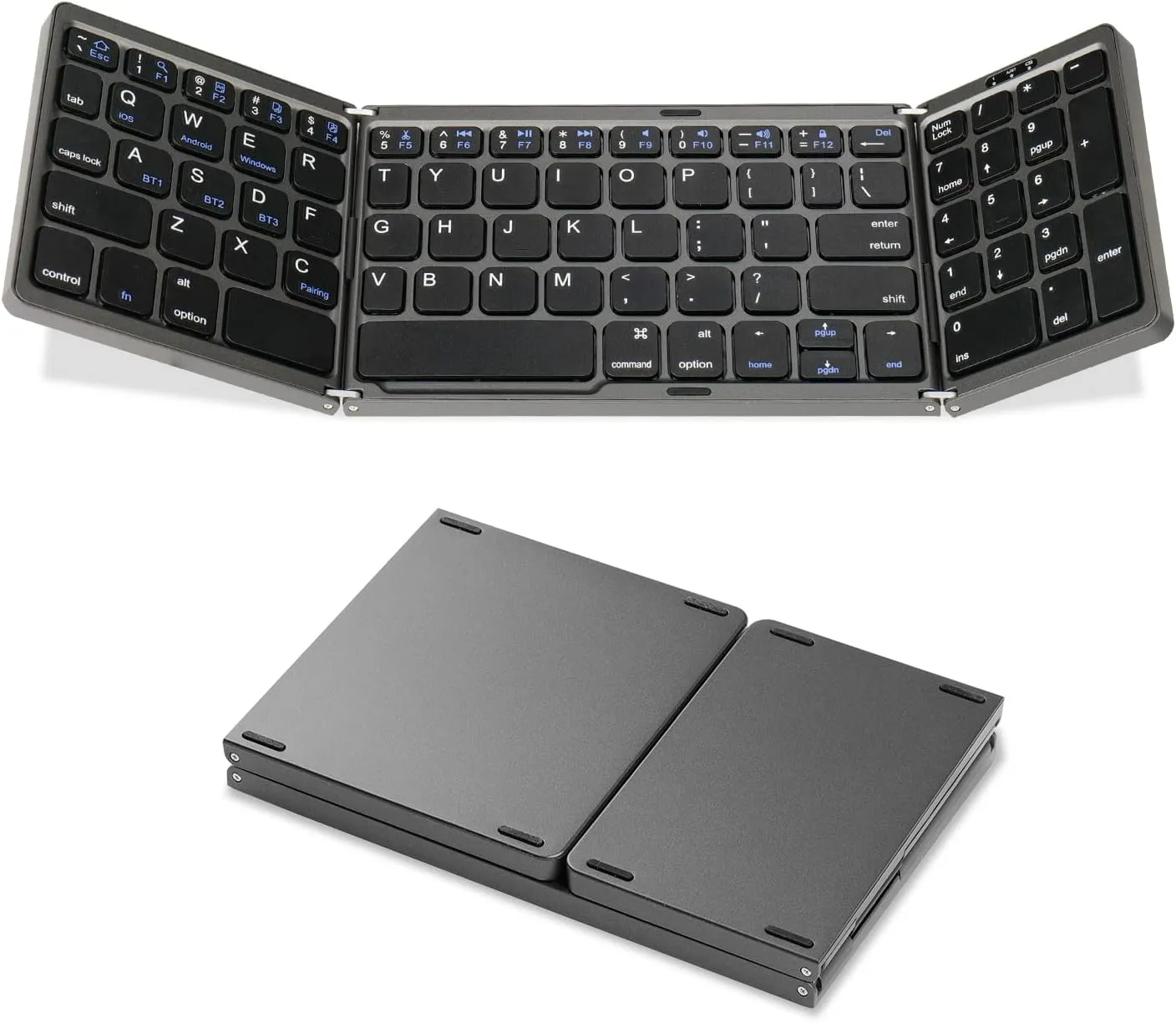 Portable Keyboard for Laptop with Numeric Keypad Foldable Keyboard Bluetooth for Laptop,Rechargeable full Laptop Keyboard Travel Keyboard for Laptop,Tablet,iPad,Phones etc,Up to 90 Days(Gray)