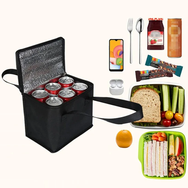 Portable Lunch Cooler Bag – Folding Insulated Thermal Bag for Picnic, Ice Pack Food Storage, Outdoor Tin Foil Food Carrier