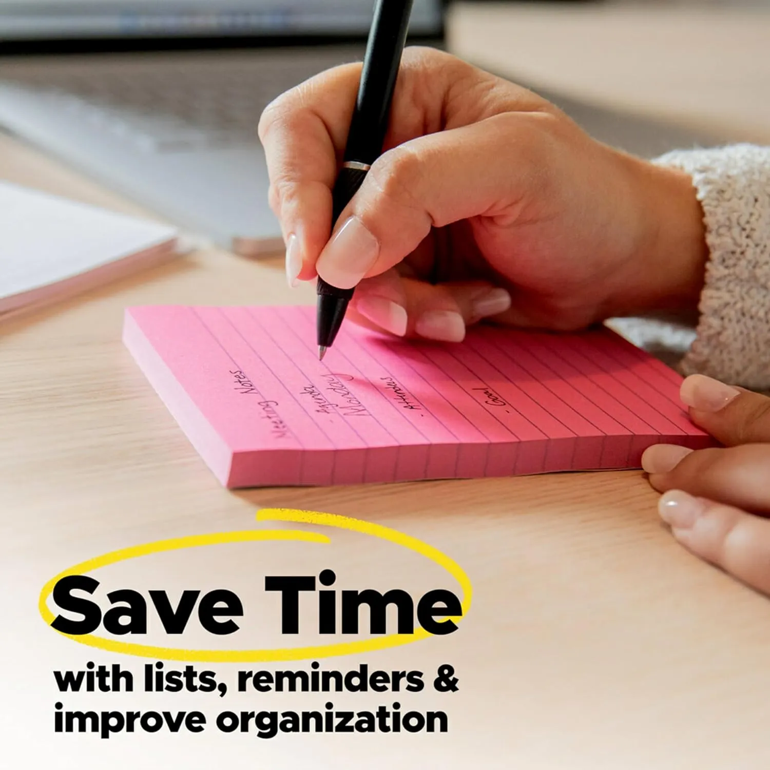 Post-it Super Sticky Notes, 8x6 in, 4 Pads, 2X The Sticking Power, Energy Boost Collection, Bright Colors, Recyclable (6845-SSP)