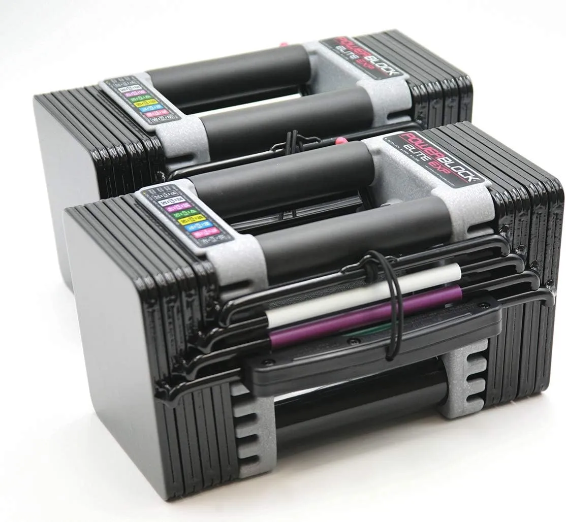 PowerBlock Elite EXP Adjustable Dumbbells, Sold in Pairs, Stage 1, 5-50 lb. Dumbbells, Durable Steel Build, Innovative Workout Equipment, All-in-One Dumbbells, Expandable with Expansion Kits
