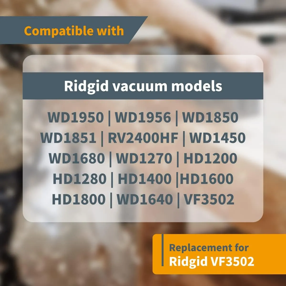 POWERTEC 23743 VF3502 Size A Shop Vacuum Bags for Ridgid 6 Pack, 12-16 Gal. Vacuum Bags for Ridgid HD1200, HD1400 Wet Dry Vac (75002P3)
