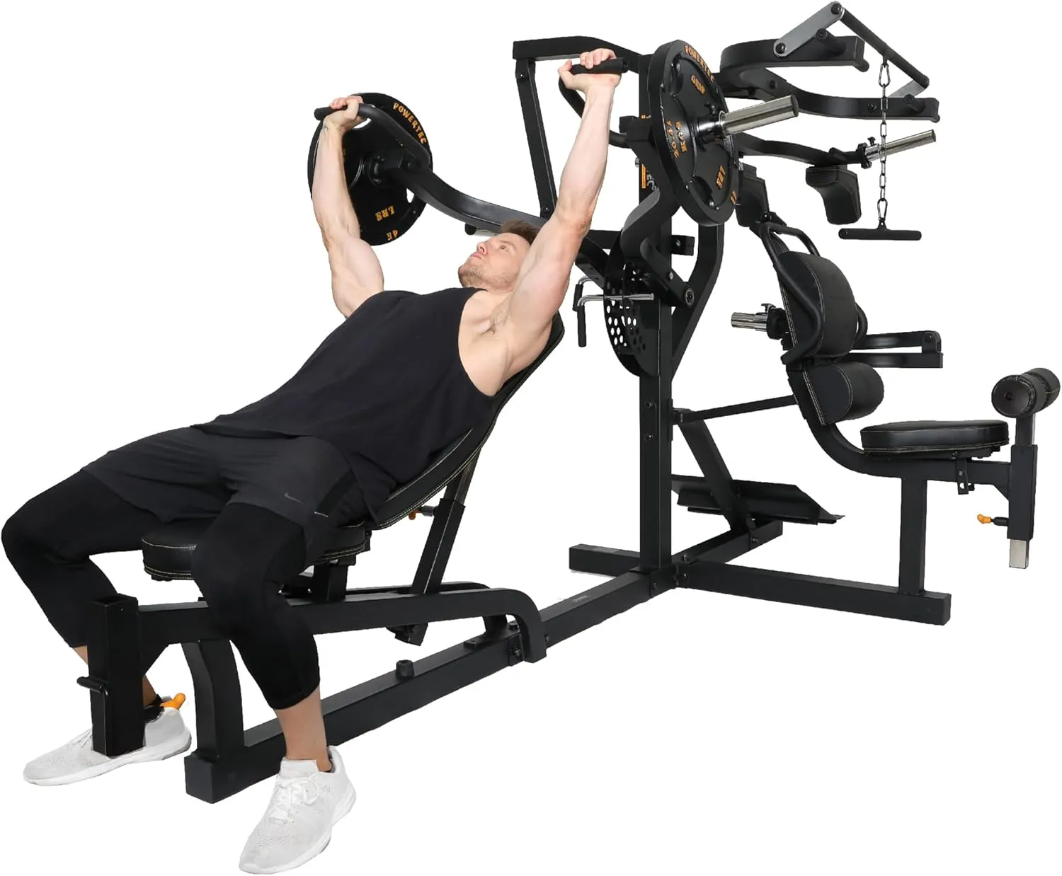 Powertec Fitness Workout Bench Multiystem for Chest, Arms, Legs, 120.1 x 73.3 x 80.5 Inches - Adjustable, Multi-User Weight Machines with Isolateral Arms - Premium at Home Gym Equipment