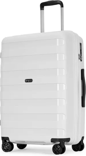 PP material 28inch expandable suitcase with Double Spinner Wheels， Suitcase with TSA Lock，Lightweight Large Luggage for Family Travel，White color