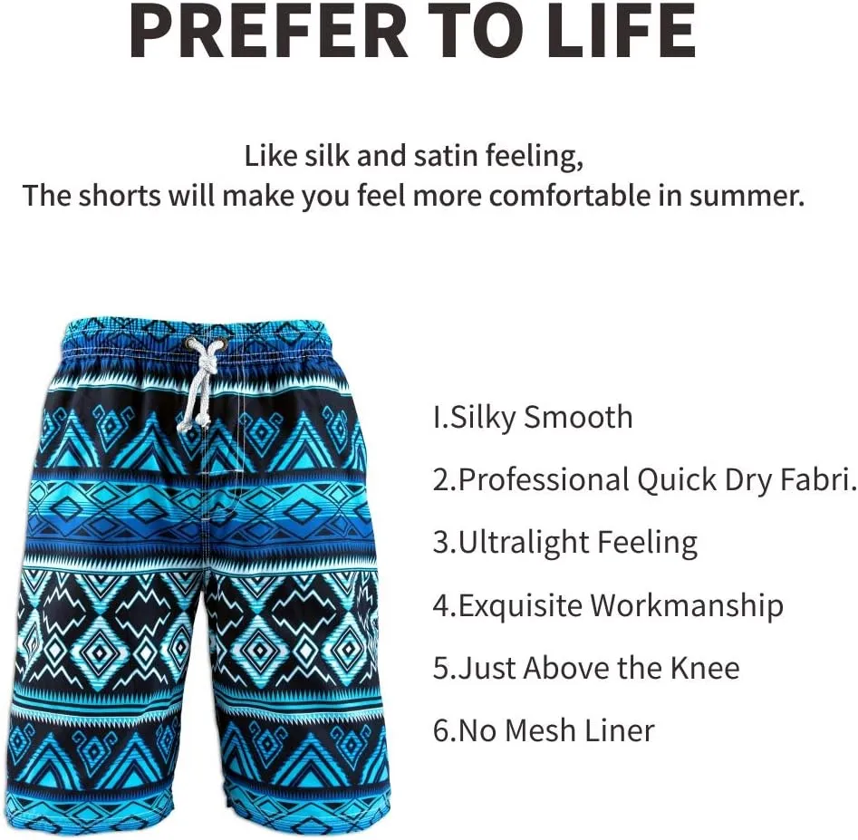 PREFER TO LIFE Men's Board Shorts, Quick Dry Swimwear Beach Holiday Party Bermuda Swim Big Pants …