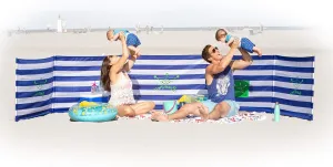 Premium 20 ft Beach Windscreen, Privacy Screen, Wind Blocker - Original Nautical, Free Rubber Mallet and Carry Bag Included