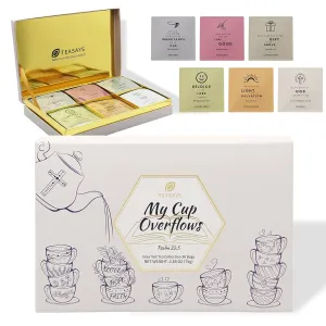 Premium Christian Tea Set with Bible Verses by TEASAYS, 30 All-Natural Whole-Leaf Teabags, Perfect for Church Friends, Religious Family, Bible Study & Prayer Groups, Baptism, Confirmation, Faith Celebration