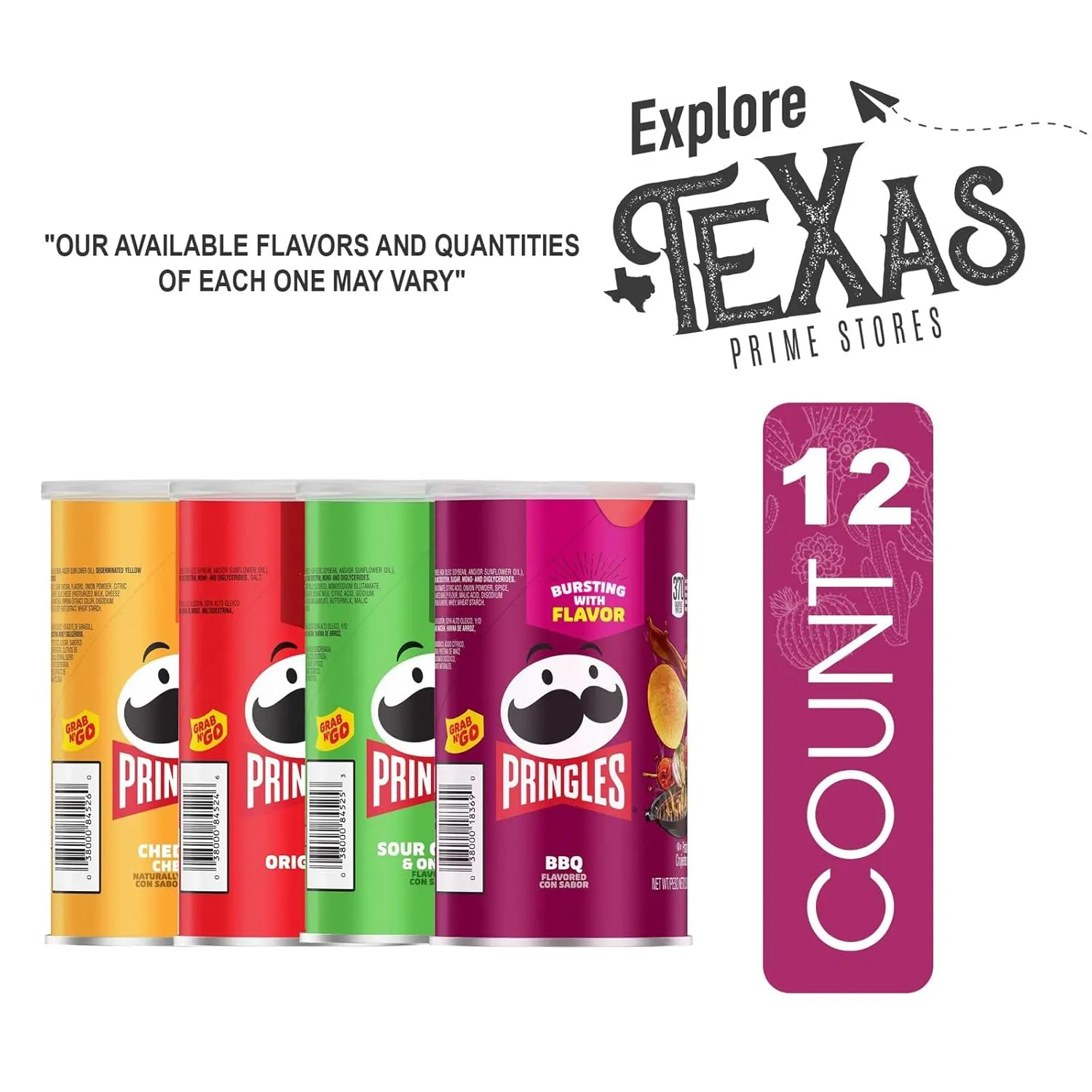 Pringles Collection 12- Count of Potato Crisps Chips, On-The-Go Lunch Snack 2.5 oz Can   1 Utility Freebie by Unique Outlet