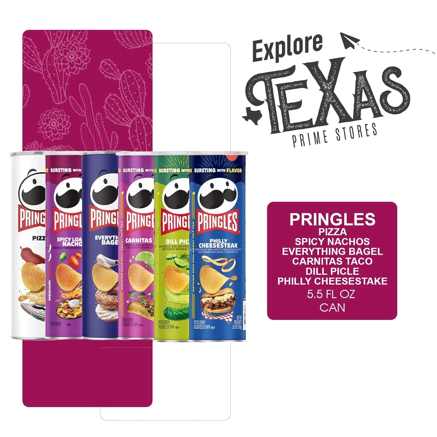 Pringles Street Collection 12- Count of Potato Crisps Chips, On-The-Go Lunch Snack 5.5 oz Can