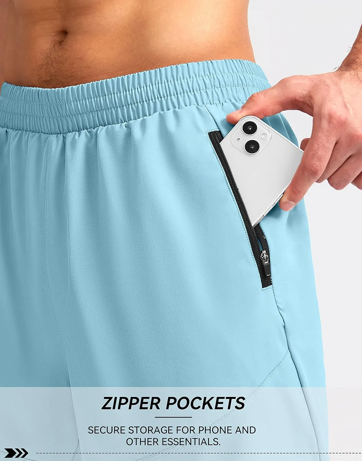 Pudolla Men's Workout Running Shorts 7"/5"/9" Lightweight Gym Athletic Shorts for Men with Zipper Pockets