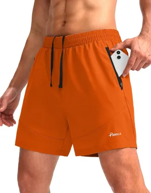 Pudolla Men's Workout Running Shorts 7"/5"/9" Lightweight Gym Athletic Shorts for Men with Zipper Pockets