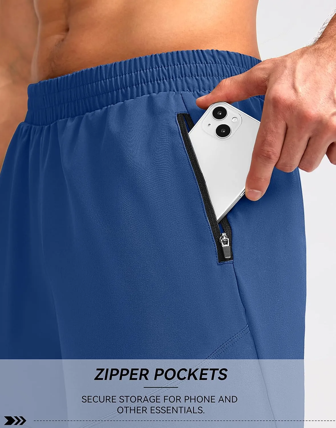 Pudolla Men's Workout Running Shorts 7"/5"/9" Lightweight Gym Athletic Shorts for Men with Zipper Pockets
