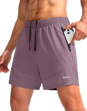 Pudolla Men's Workout Running Shorts 7"/5"/9" Lightweight Gym Athletic Shorts for Men with Zipper Pockets