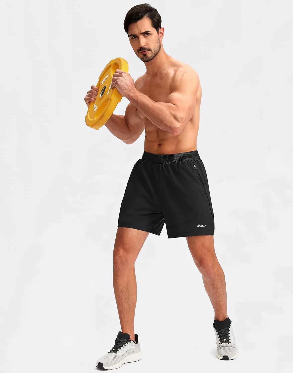 Pudolla Men's Workout Running Shorts Lightweight Gym Athletic Shorts for Men with Zipper Pockets