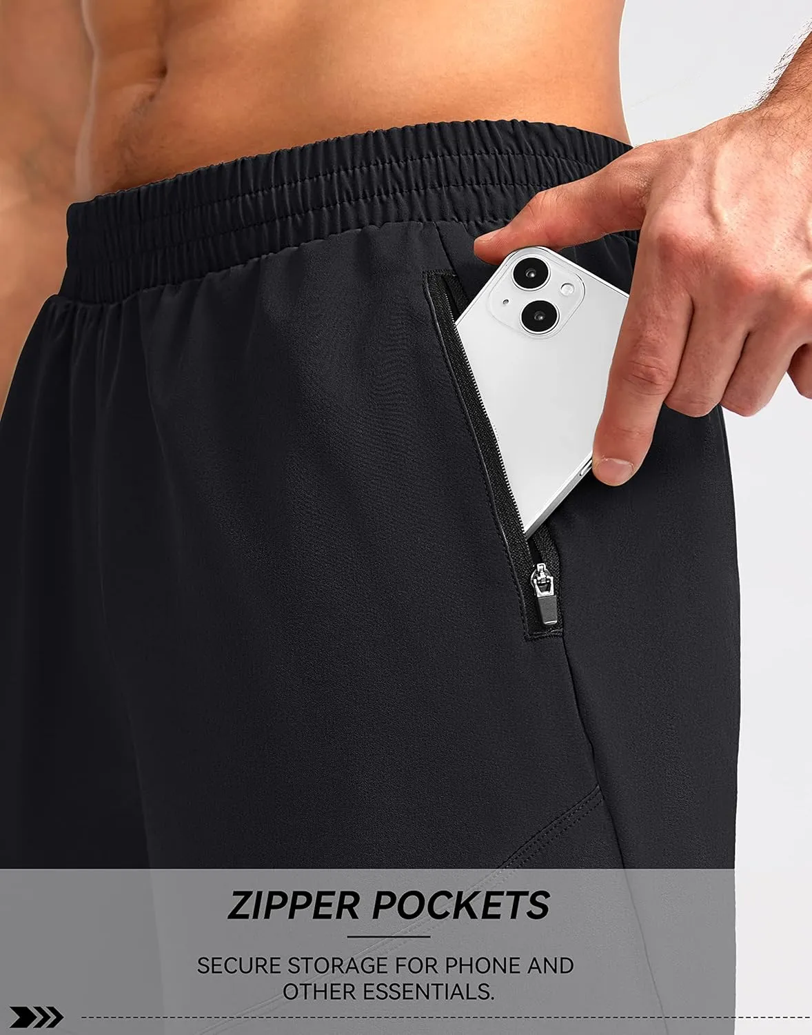 Pudolla Men's Workout Running Shorts Lightweight Gym Athletic Shorts for Men with Zipper Pockets
