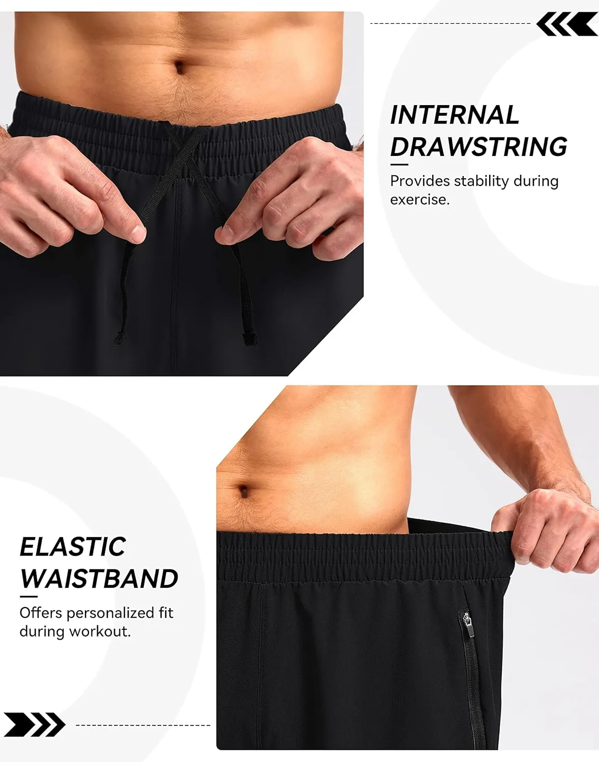 Pudolla Men's Workout Running Shorts Lightweight Gym Athletic Shorts for Men with Zipper Pockets