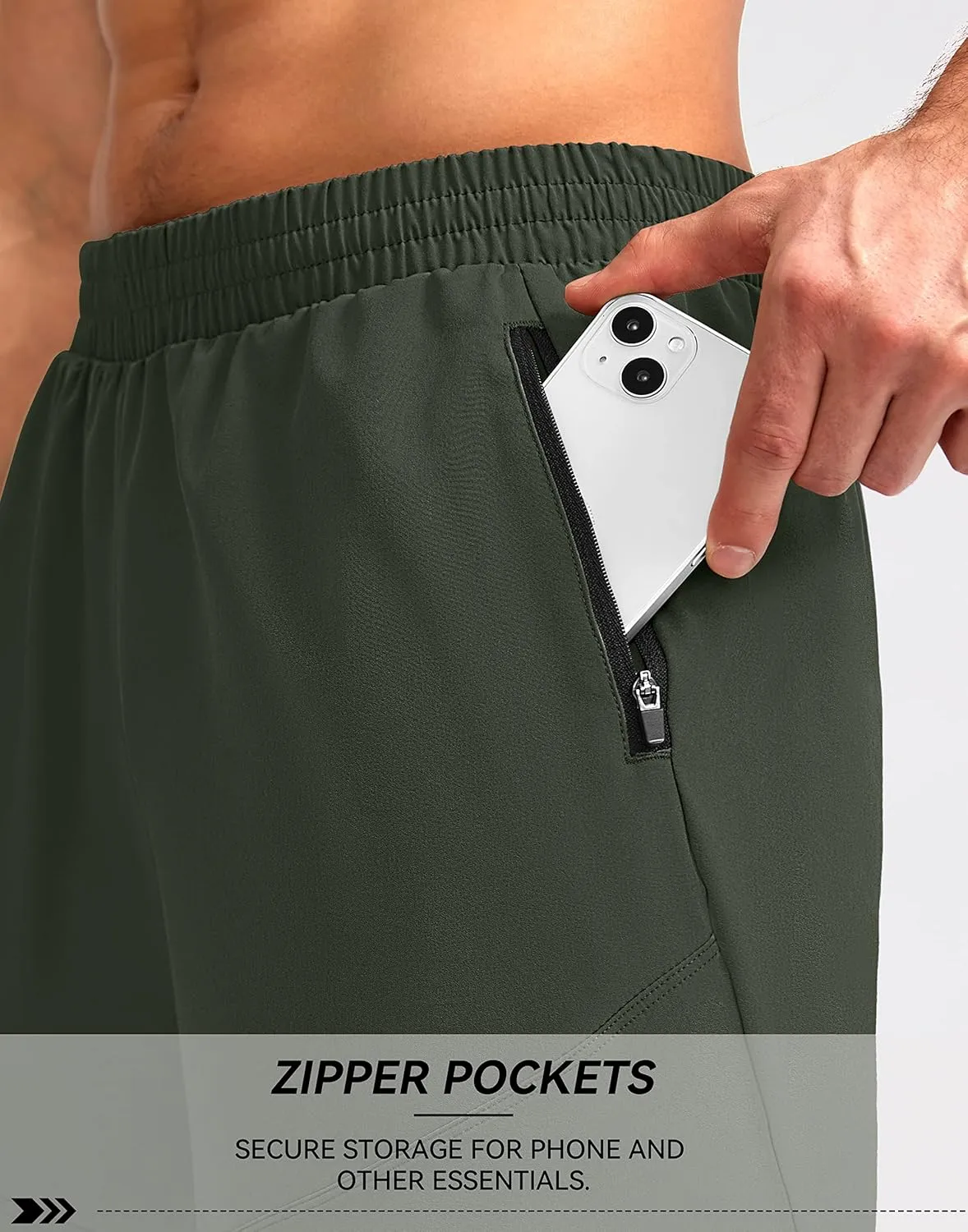 Pudolla Men's Workout Running Shorts Lightweight Gym Athletic Shorts for Men with Zipper Pockets