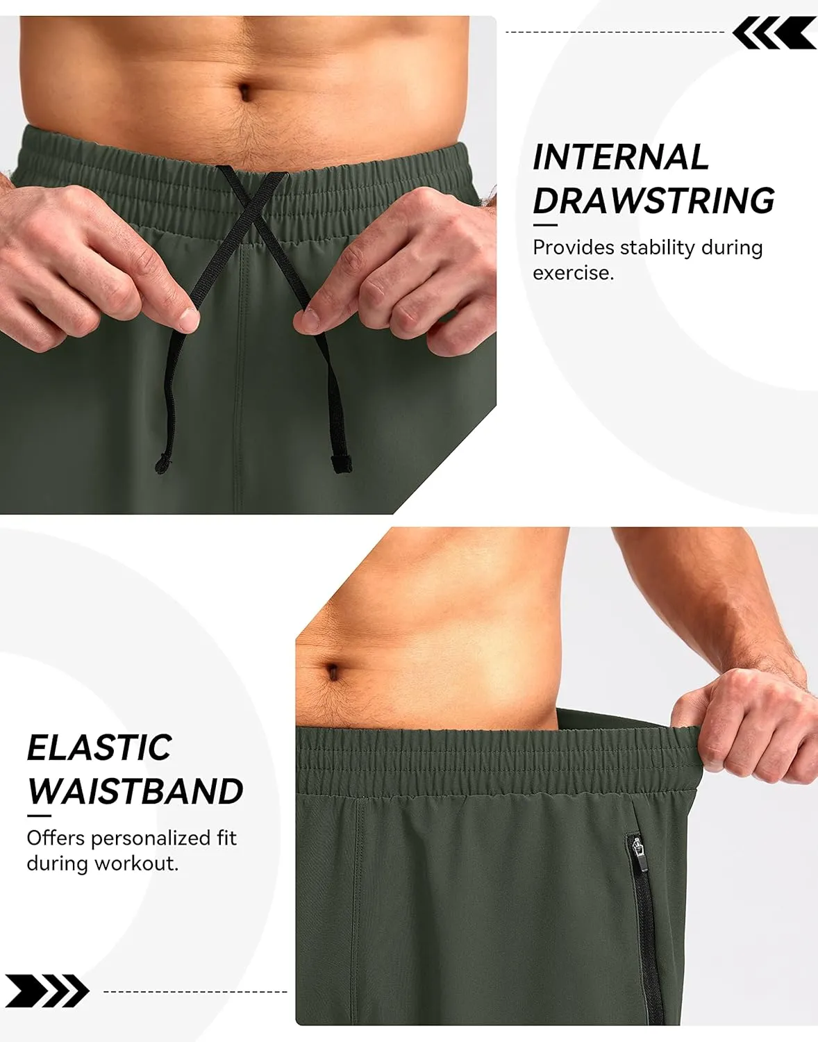 Pudolla Men's Workout Running Shorts Lightweight Gym Athletic Shorts for Men with Zipper Pockets
