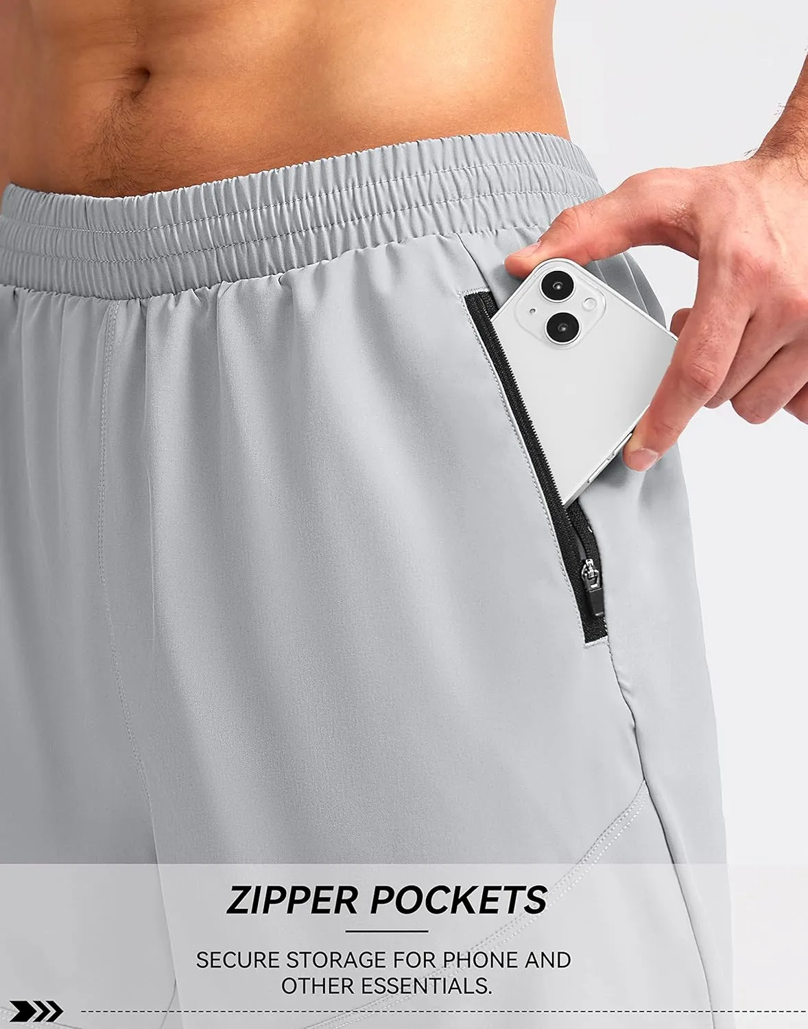 Pudolla Men's Workout Running Shorts Lightweight Gym Athletic Shorts for Men with Zipper Pockets
