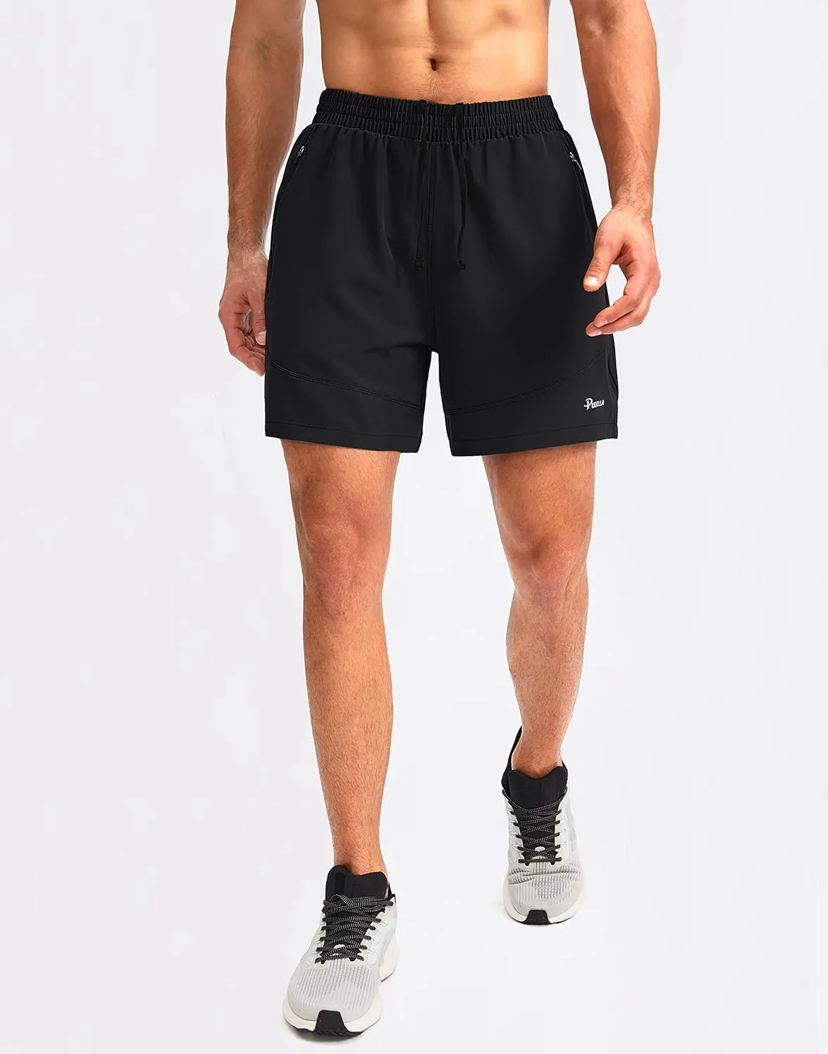Pudolla Men's Workout Running Shorts Lightweight Gym Athletic Shorts for Men with Zipper Pockets