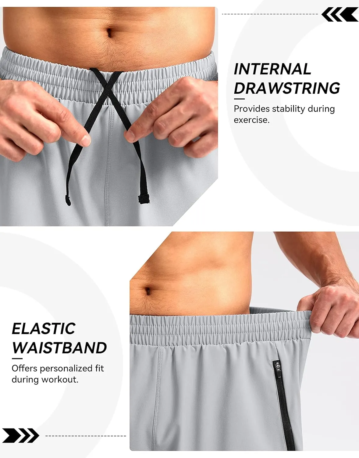 Pudolla Men's Workout Running Shorts Lightweight Gym Athletic Shorts for Men with Zipper Pockets