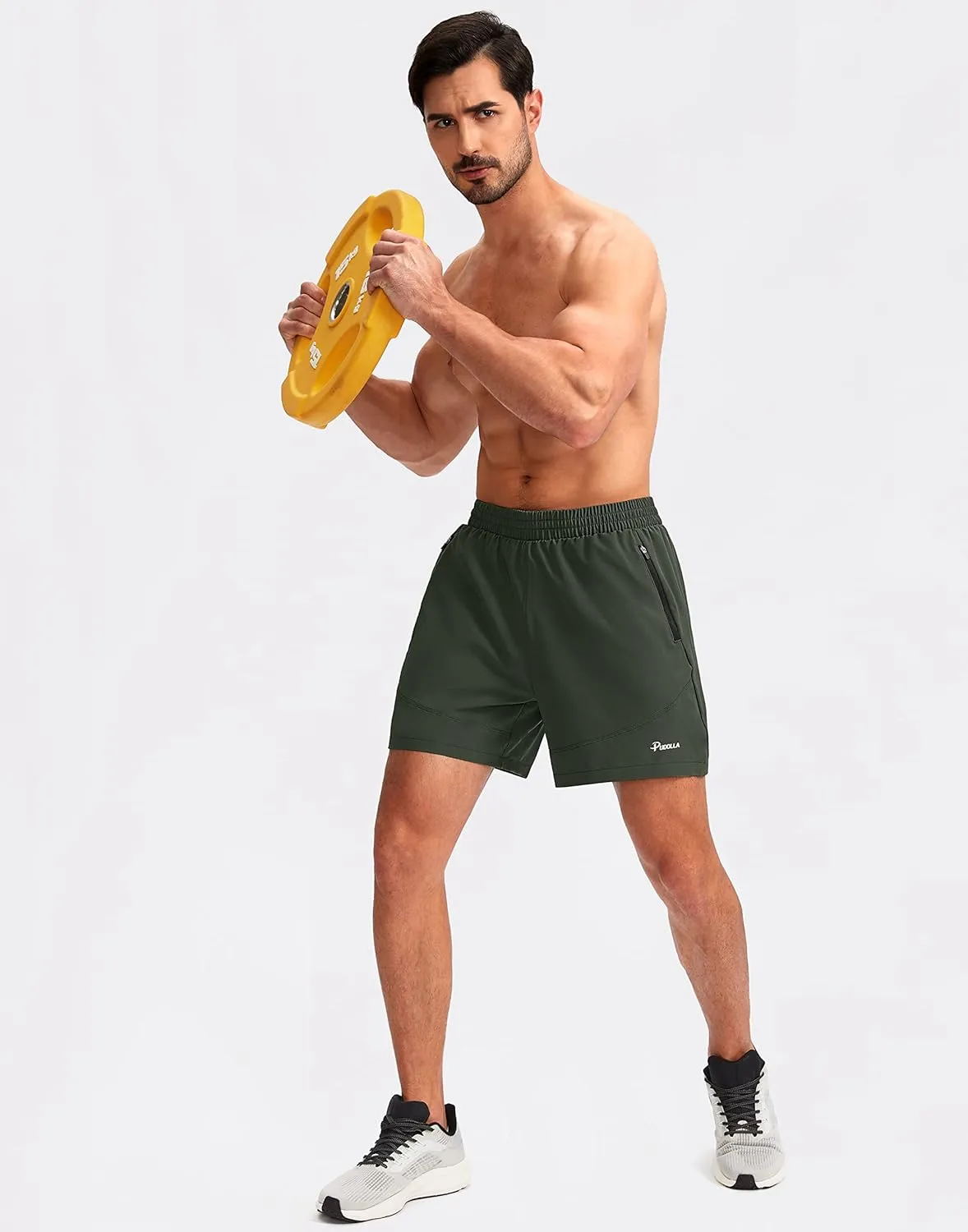 Pudolla Men's Workout Running Shorts Lightweight Gym Athletic Shorts for Men with Zipper Pockets