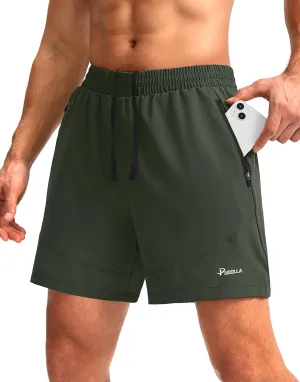 Pudolla Men's Workout Running Shorts Lightweight Gym Athletic Shorts for Men with Zipper Pockets