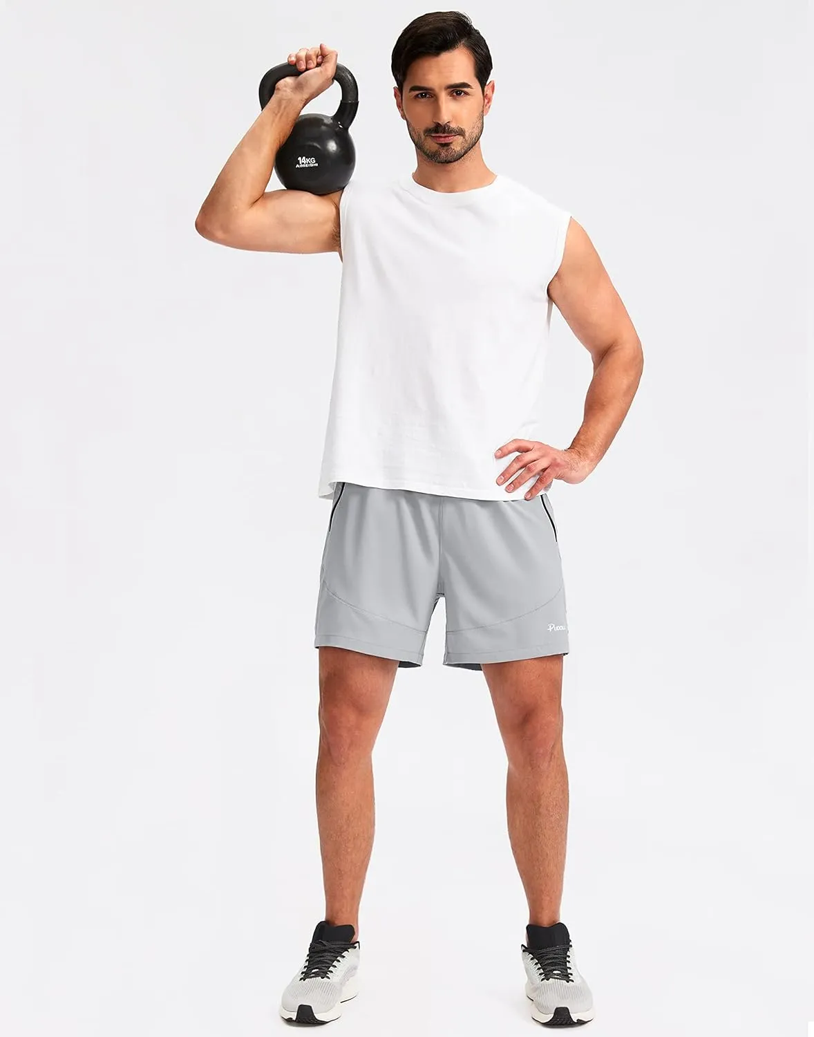 Pudolla Men's Workout Running Shorts Lightweight Gym Athletic Shorts for Men with Zipper Pockets