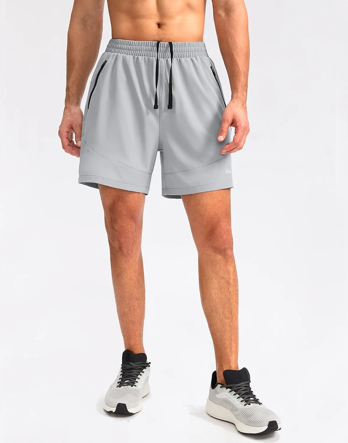 Pudolla Men's Workout Running Shorts Lightweight Gym Athletic Shorts for Men with Zipper Pockets