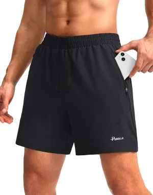 Pudolla Men's Workout Running Shorts Lightweight Gym Athletic Shorts for Men with Zipper Pockets