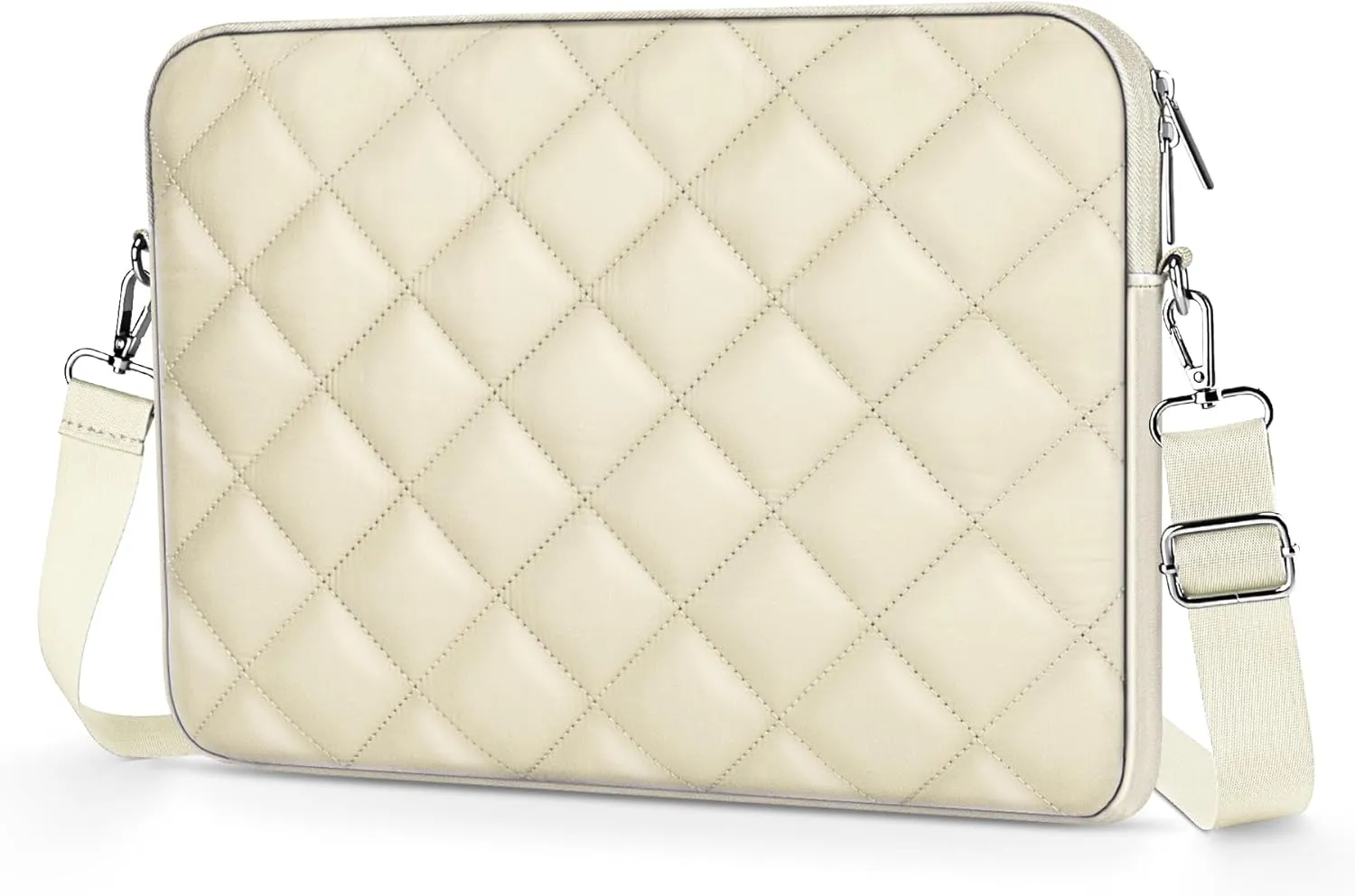 Puffy Quilted Laptop Sleeve with a Removable Shoulder Strap Compatible with MacBook Air 15 inch M2 A2941 2023/Pro 15 A1990 A1707, 15 Surface Laptop 5/4/3,Dell XPS 15,HP Stream 14 inch