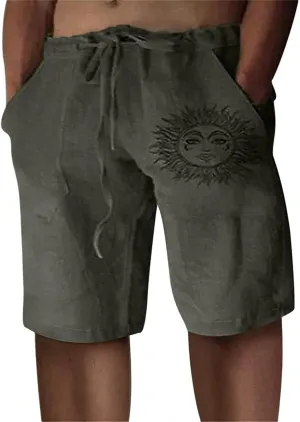Puimentiua Casual Mens Linen Shorts Lightweight Elastic Waist Summer Beach Shorts