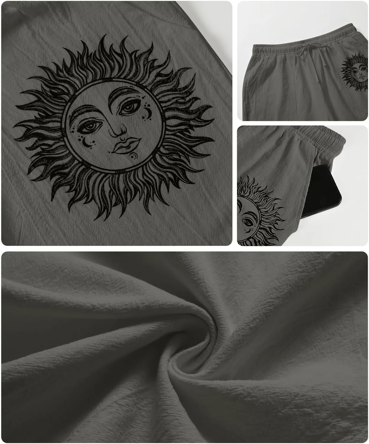 Puimentiua Casual Mens Linen Shorts Lightweight Elastic Waist Summer Beach Shorts