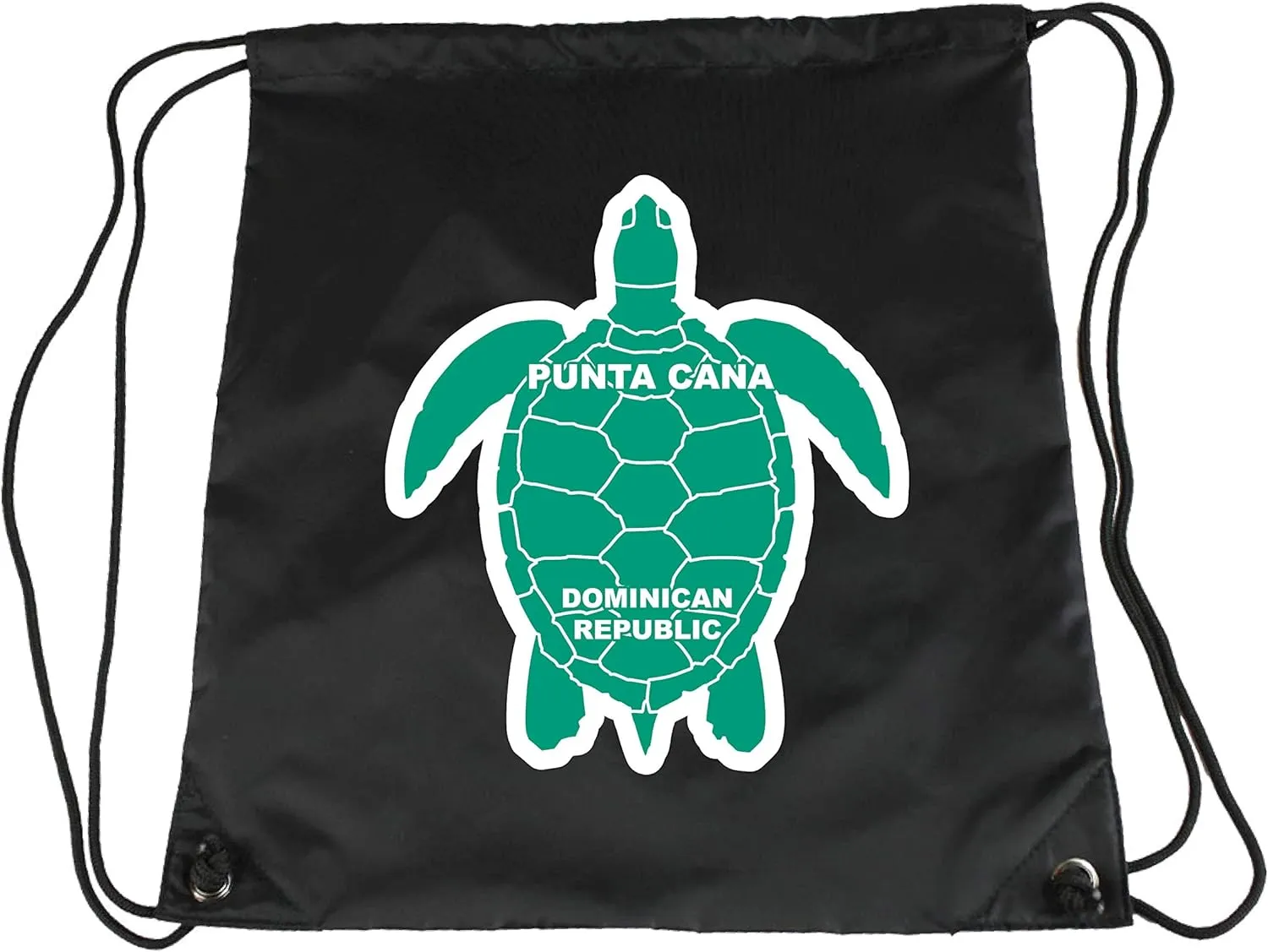 Punta Cana Dominican Republic Souvenir Cinch Bag with Drawstring Backpack Tote Beach Bag Green Turtle Design