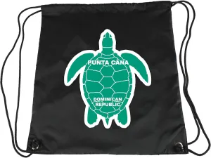 Punta Cana Dominican Republic Souvenir Cinch Bag with Drawstring Backpack Tote Beach Bag Green Turtle Design