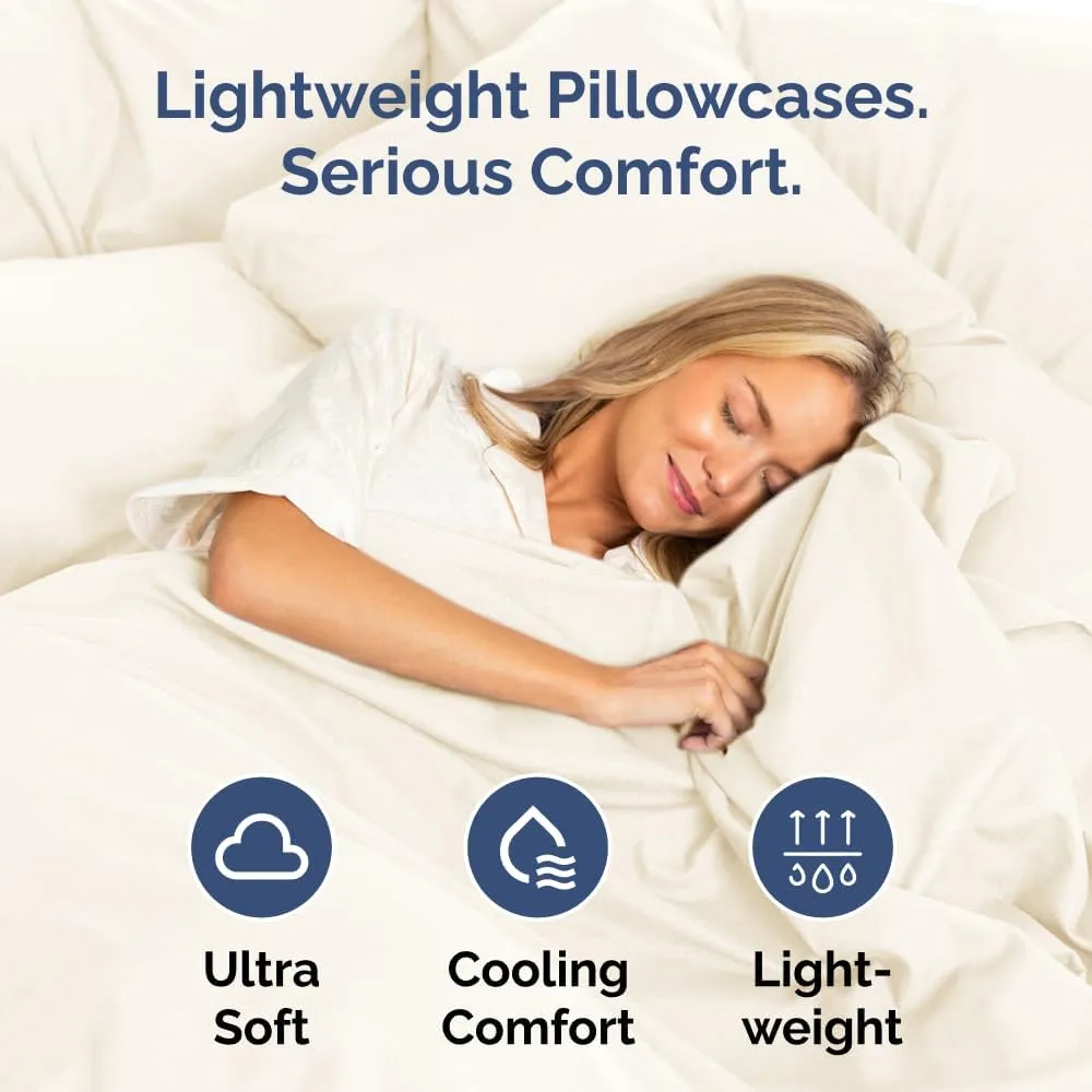 Queen Pillow Cases Set of 2 - Ultra Soft Hotel Quality Pillowcase Covers - Comfy Cozy Bedding for Women, Men, Kids & Teens - Machine Washable Pillow Protectors - 2 Pieces Set - Queen Size Off White