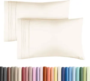 Queen Pillow Cases Set of 2 - Ultra Soft Hotel Quality Pillowcase Covers - Comfy Cozy Bedding for Women, Men, Kids & Teens - Machine Washable Pillow Protectors - 2 Pieces Set - Queen Size Off White