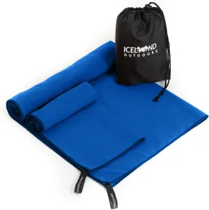 Quick Dry Travel Towel Fast Drying Lightweight - Camping Towels Microfiber For Gym Swim Towels For Swimmers Camp Beach & Sports Backpacking Hiking Fast Drying 2 Pack Full Body and Hand Blue