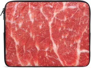 Raw Meat Pork Pattern Laptop Sleeve Case Computer Handbags Briefcase Carrying Bag for 10/12/13/15/17 Inch Laptops