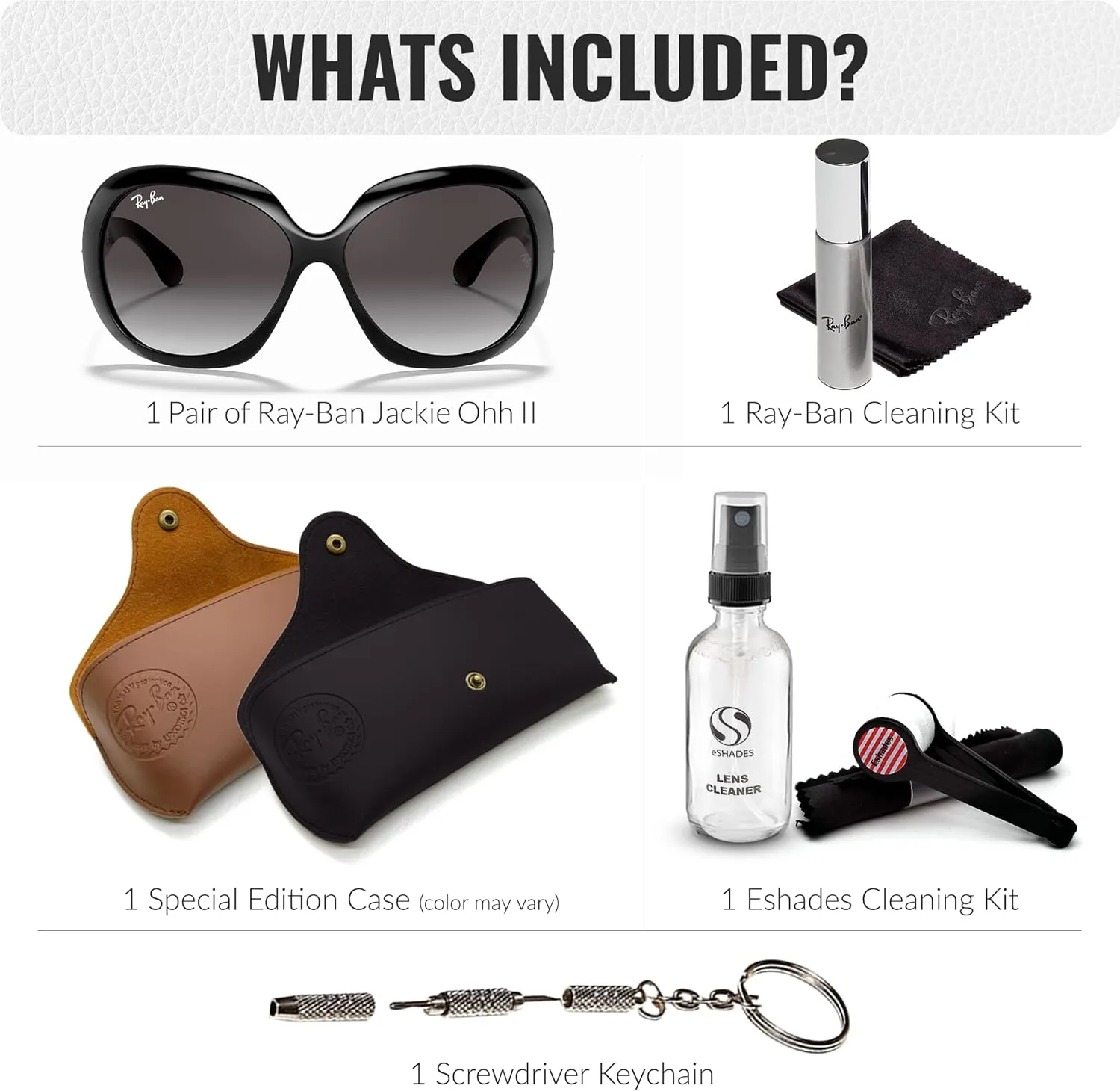 Ray-Ban RB4098 Jackie Ohh II Butterfly Shape Sunglasses With Eyewear Kit Bundle - High Bridge Fit - Beach Sunglasses