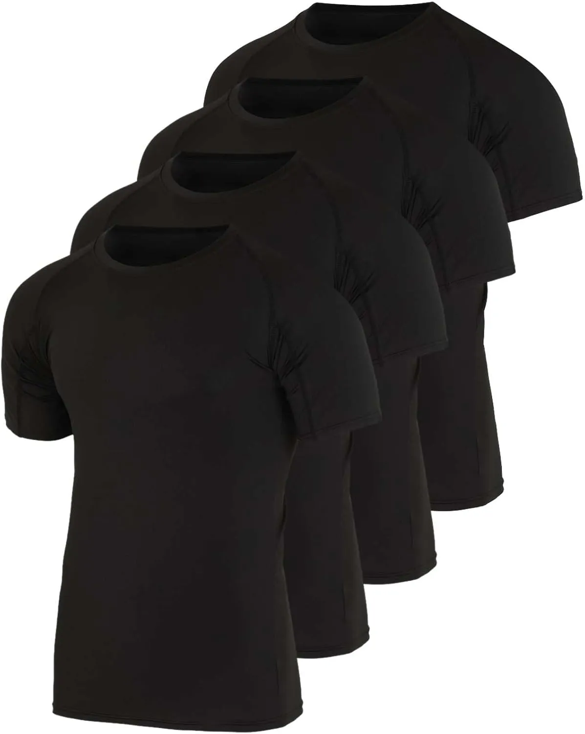 Real Essentials 4 Pack: Men's Short Sleeve Compression T-Shirt Base Layer Undershirt Athletic Top (Available in Big & Tall)
