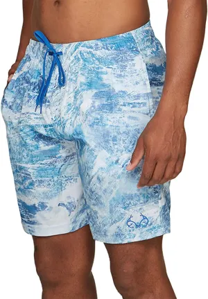 Realtree Men's Fishing Camo Quick Dry 8 Inch Inseam Drawstring Swim Trunks