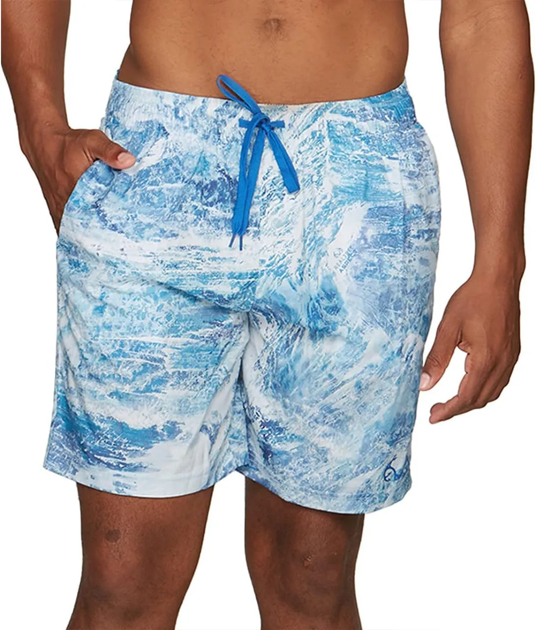 Realtree Men's Fishing Camo Quick Dry 8 Inch Inseam Drawstring Swim Trunks