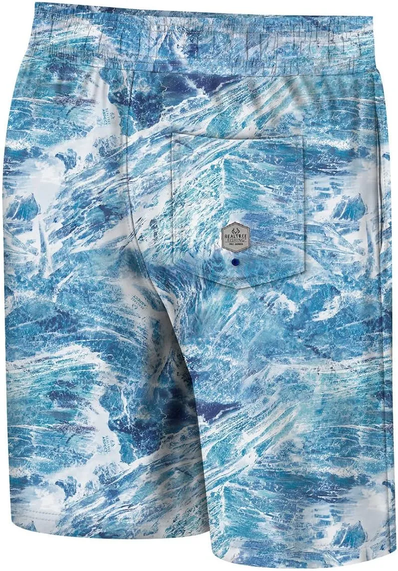 Realtree Men's Fishing Camo Quick Dry 8 Inch Inseam Drawstring Swim Trunks
