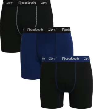Rebook Mens Boxer Briefs - 3 Pack Moisture Wicking Stretch Performance Mens Underwear Boxers with Contour Pouch (Sizes: S-XL)