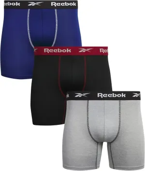 Rebook Mens Boxer Briefs - 3 Pack Moisture Wicking Stretch Performance Mens Underwear Boxers with Contour Pouch (Sizes: S-XL)