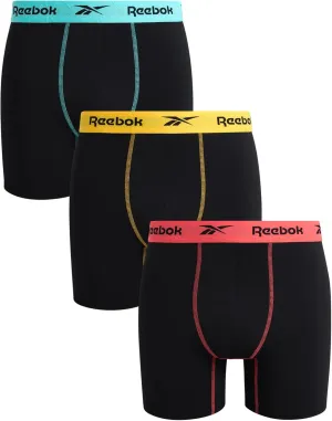 Rebook Mens Boxer Briefs - 3 Pack Moisture Wicking Stretch Performance Mens Underwear Boxers with Contour Pouch (Sizes: S-XL)