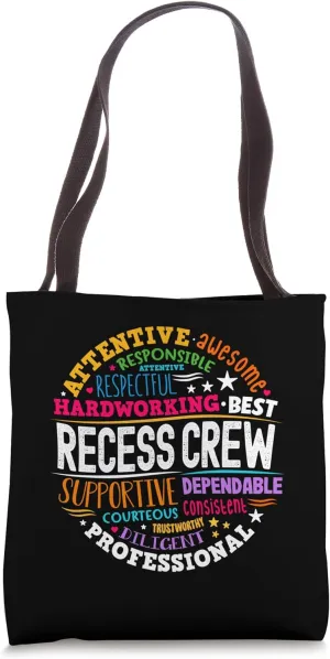 Recess Crew Squad Teachers Students Monitor Back to School Tote Bag